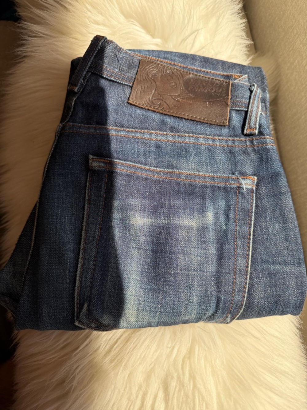 Naked & Famous 11oz indigo salvage slash denim weird guy fit